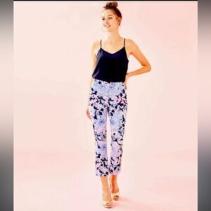 Lilly Pulitzer Kelly High Rise Crop Flare Bright Navy Amore Please